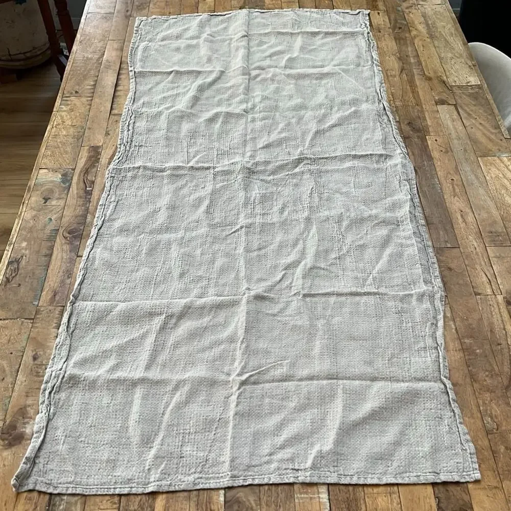 Thing Stories Bath Towel Natural Linen Light Gray Waffle Bath Towel 53 x 24